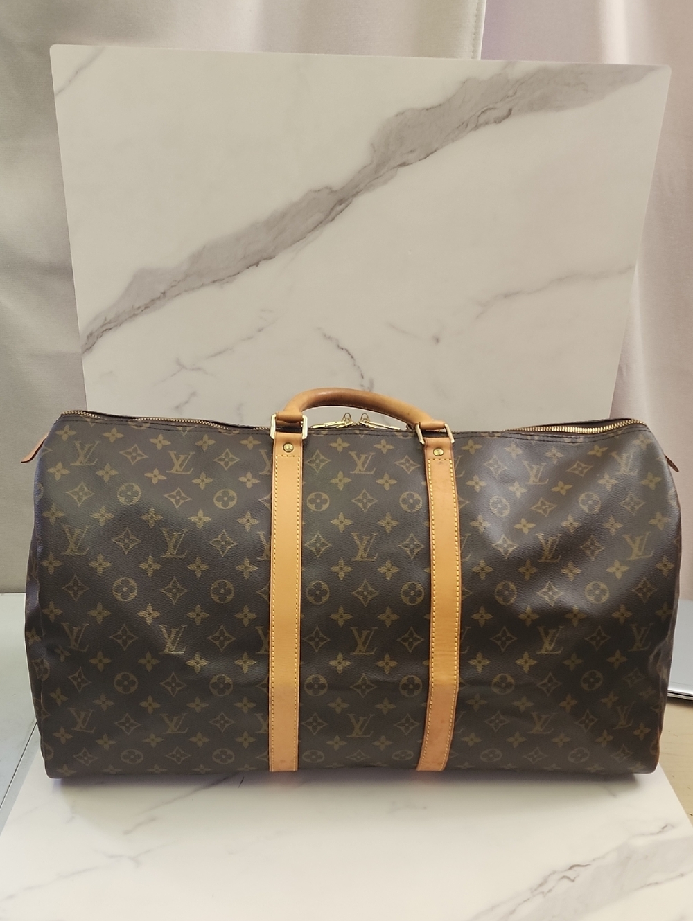 Authentic Vintage Louis Vuitton Monogram Keepall 55 Travel Bag With Digital COA